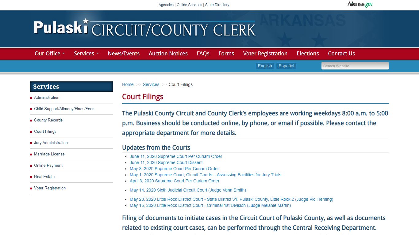Court Filings - Pulaski Circuit/County Clerk